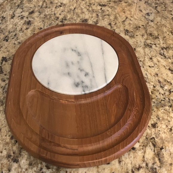 Vintage Teak Wood & Marble Cheese Board - Picture 4 of 4